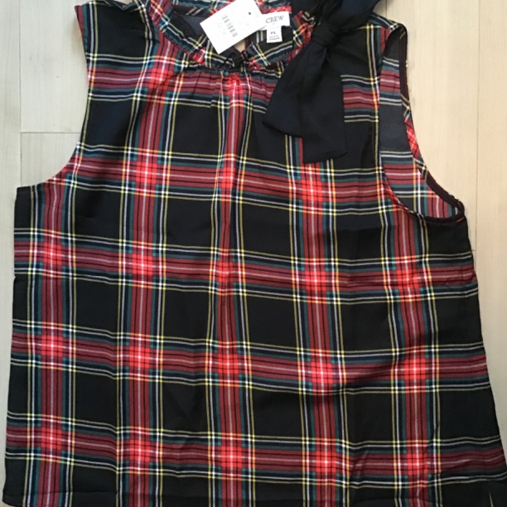 Great Holiday Top! J. CREW Festive bow-neck top with ruffles, PL